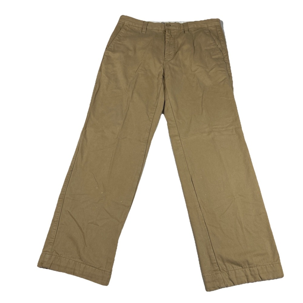 Eddie Bauer Mens 34x32 Flannel Lined Beige Chino Pants‎ Cotton Casual Preppy